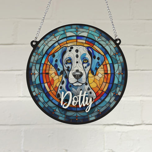 Dalmatian Personalised Stained Glass Effect Suncatcher
